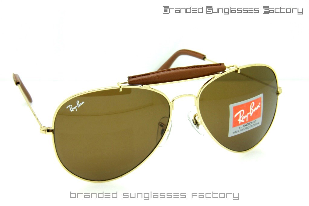 Fake Ray Ban RB3422Q Craft Outdoorsman II Aviator Sunglasses Gold Frame